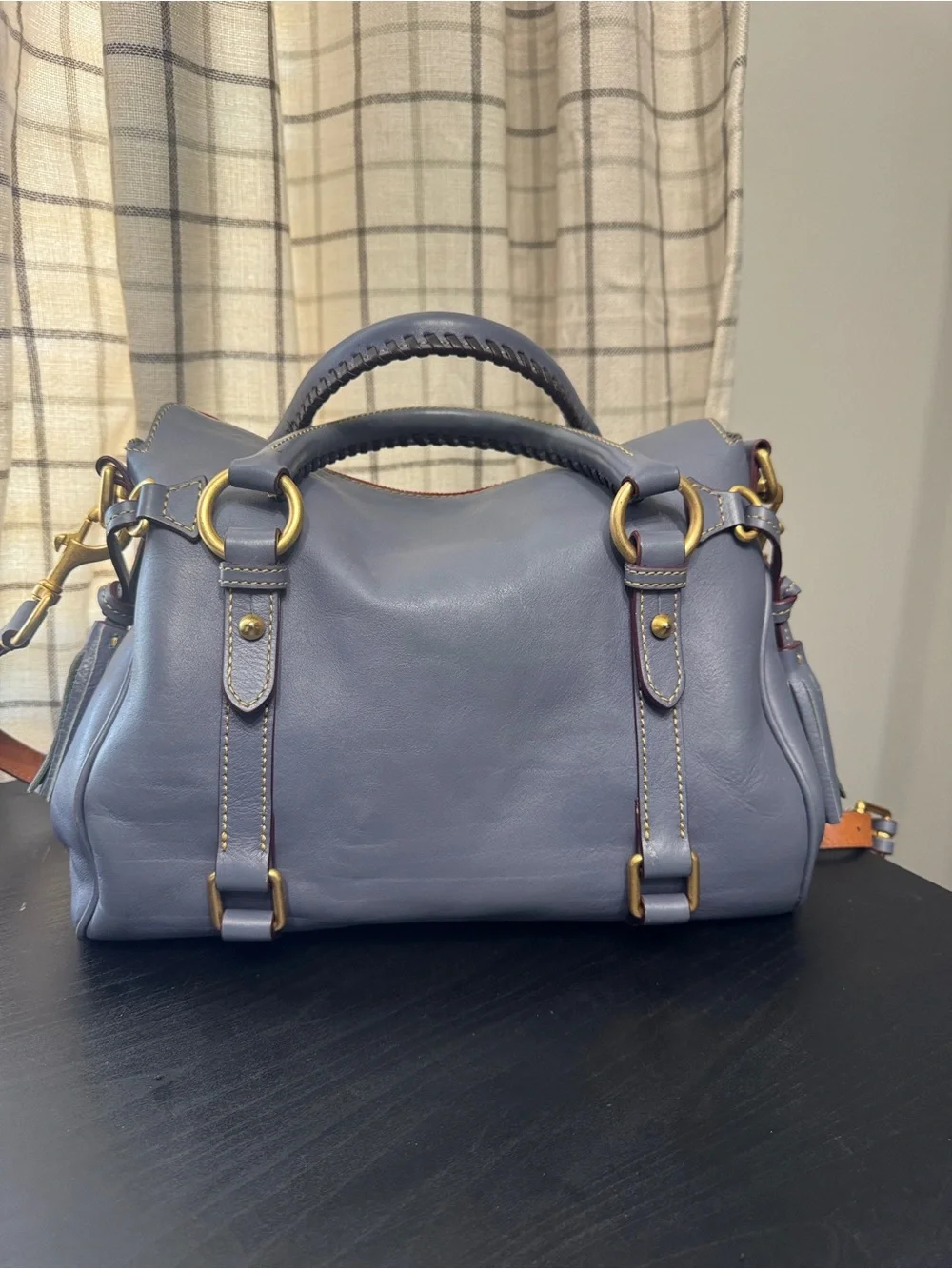 Dooney & Bourke Steel Blue Florentine Leather Satchel